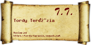 Tordy Terézia névjegykártya